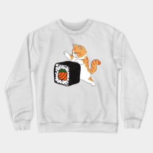 Funny Crazy Foodie Food Lover Sushi Lover Cat Crewneck Sweatshirt